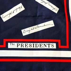 Vintage Millicent The Presidents‎ Signatures Navy Red White Scarf